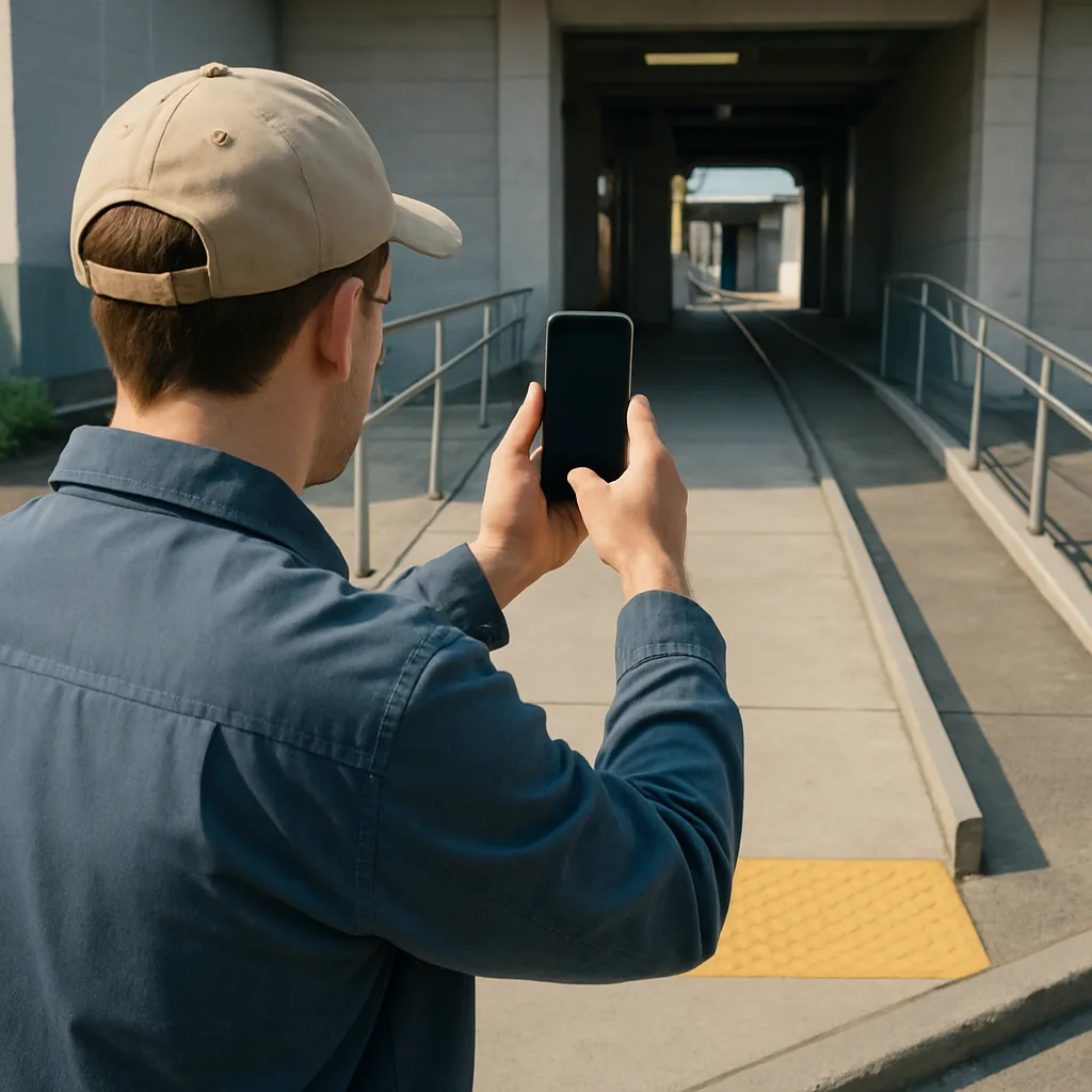 Documenting a station walkway condition after an NJ Transit pedestrian injury