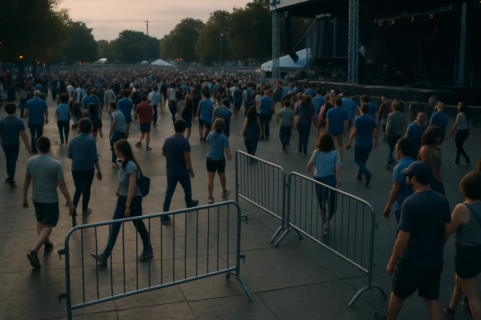 Philadelphia event injury lawyer guide showing temporary barriers and crowd movement at a festival Philadelphia event injury lawyer guide showing temporary barriers and crowd movement at a festival