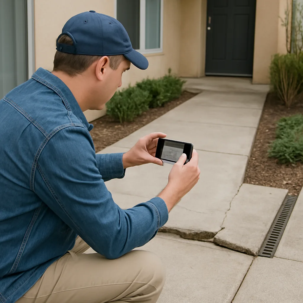 Resident documenting an uneven apartment walkway after a New Jersey premises injury