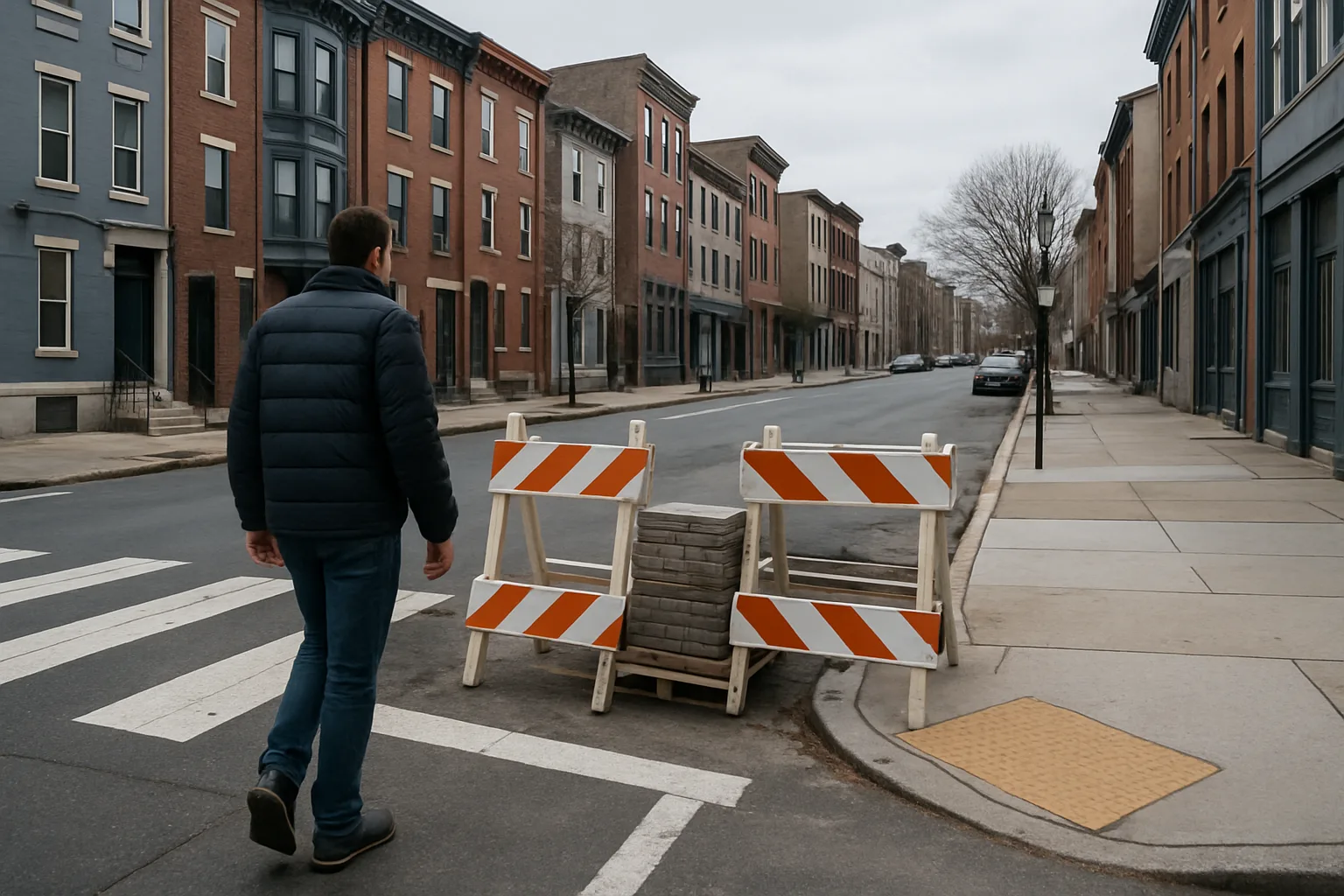 Philadelphia blocked curb ramp injury claim scene at an obstructed urban crossing Philadelphia blocked curb ramp injury claim scene at an obstructed urban crossing