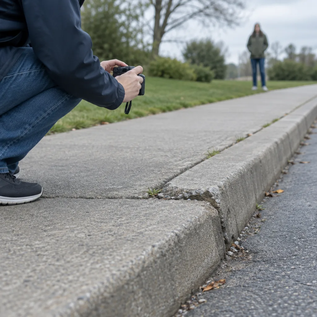 Photographing a sidewalk condition and documenting a witness after a New Jersey public property accident
